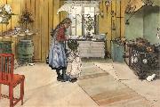 Carl Larsson The Kitchen painting
